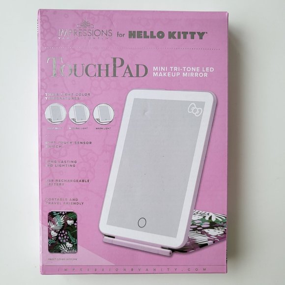 NEW! IMPRESSIONS Hello Kitty Touch Pad Mini Tri-Tone Makeup Mirror Flip - Picture 3 of 8